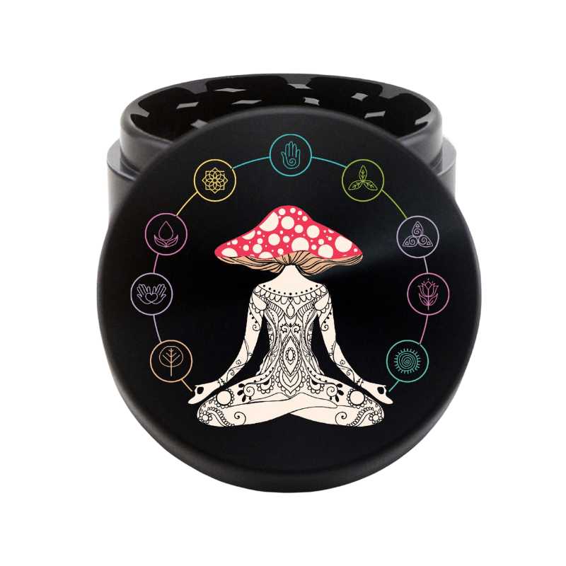 Mushroom Chakra Aluminium 4-Part Grinder 55mm - Image 3