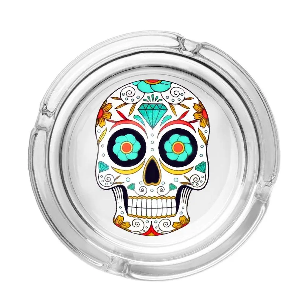 The Day of Dead Skull Collection Glass Ashtrays - Image 3